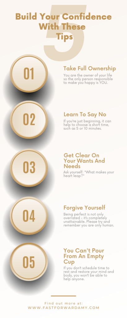 Infographic of 5 tips on how to build your confidence 