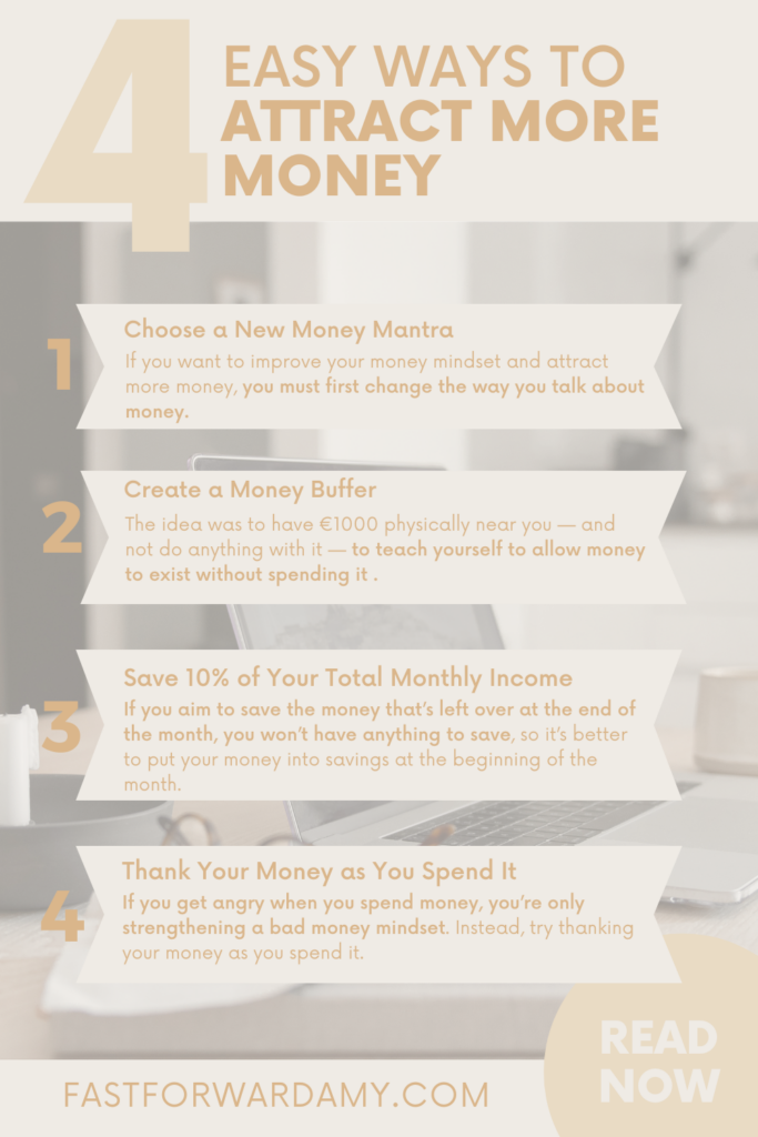 An infographic about 4 easy ways to attract more money